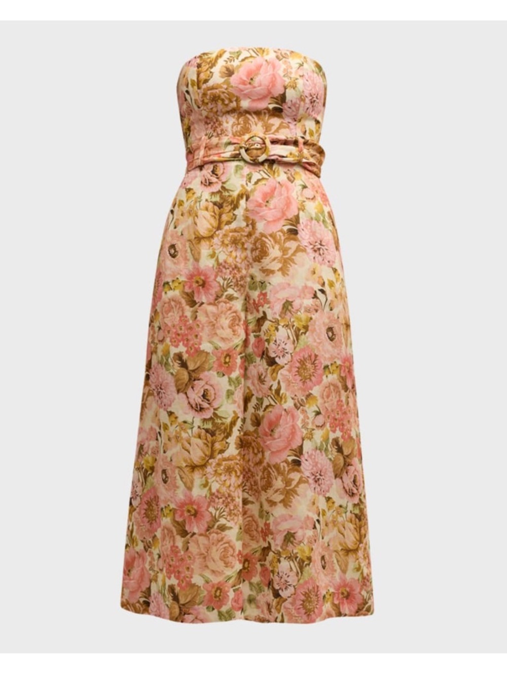 ZIMMERMAN NWOT Strapless Pink Floral Belted Romper
